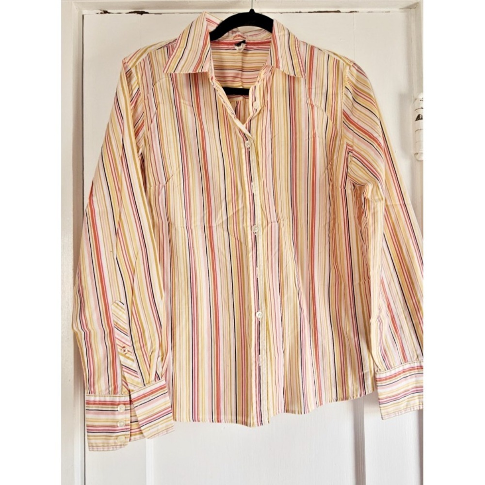 Vintage J.CREW Slim Fit Hongkong made striped button down shirt woman L cotton
